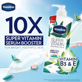 Vaseline Super Vitamin Brightening Serum 360ml – Green Tea & Vitamin B3 for Glowing Skin