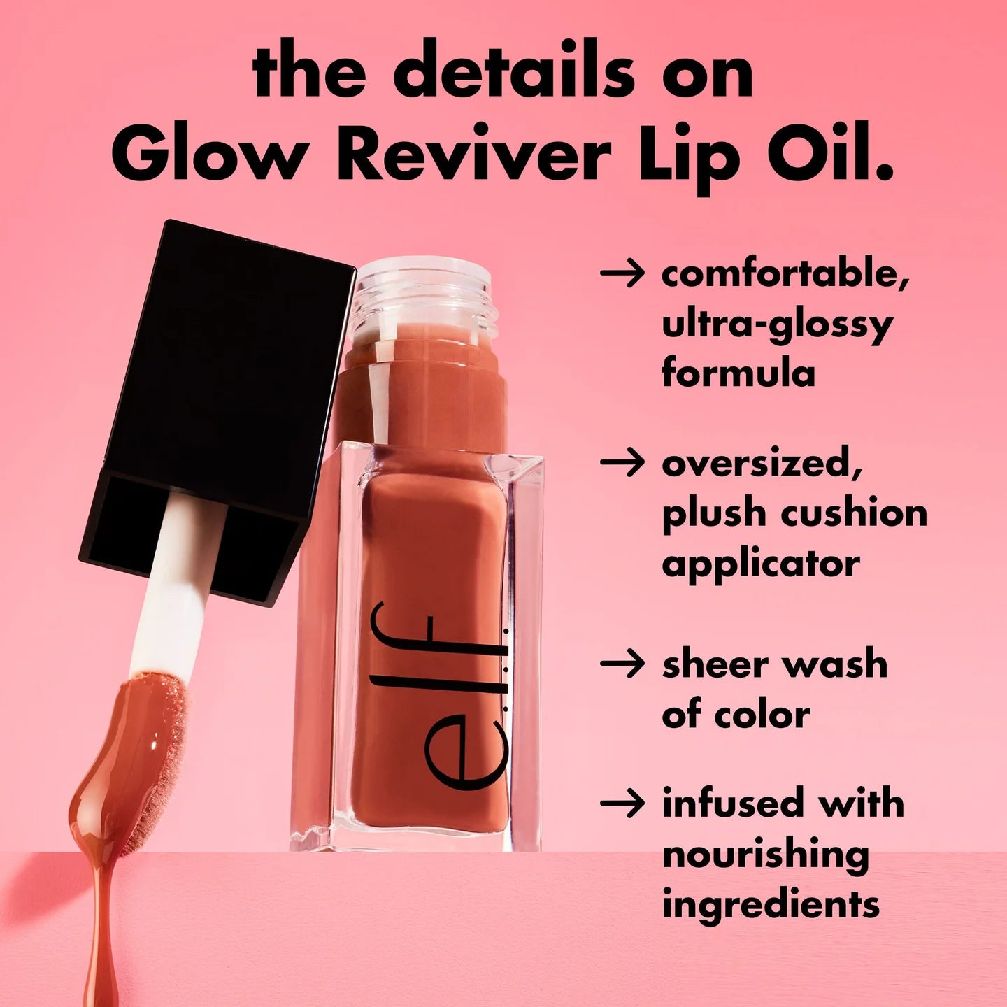 Elf Glow Reviver Lip Oil 7.6ml | Hydrating Glossy Lip Oil for Soft Lips