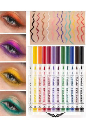 Miss Demi BFF Liquid Liners – Waterproof, Smudge-Proof & Bold Pack of 12 Colours