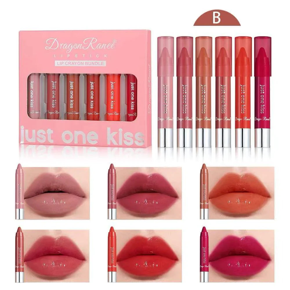 Dragon Ranee Just One Kiss Lipstick Lip Crayon Bundle 6 Pcs Set