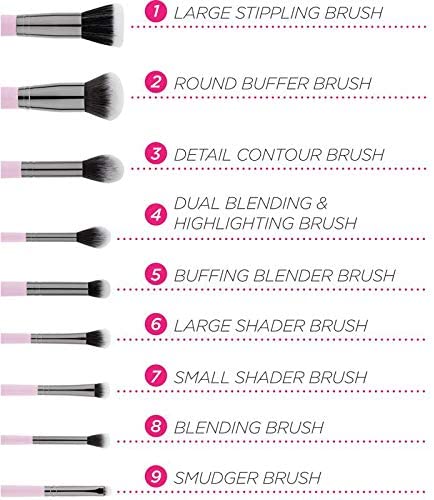 Bh Cosmetics - Mrs. Bella 9 Piece Makeup Brush Set with Luxe Brush Holder