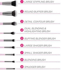 Bh Cosmetics - Mrs. Bella 9 Piece Makeup Brush Set with Luxe Brush Holder