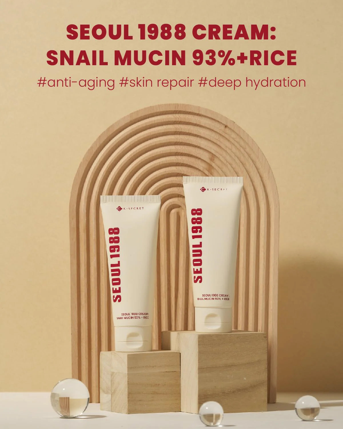 K-Secret Seoul 1988 Snail Mucin 93% + Rice Cream 100g – Hydrating & Brightening Korean Moisturizer