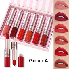 TEAYASON 6 Pcs Matte 2in1 Lipgloss & Lipstick Set A