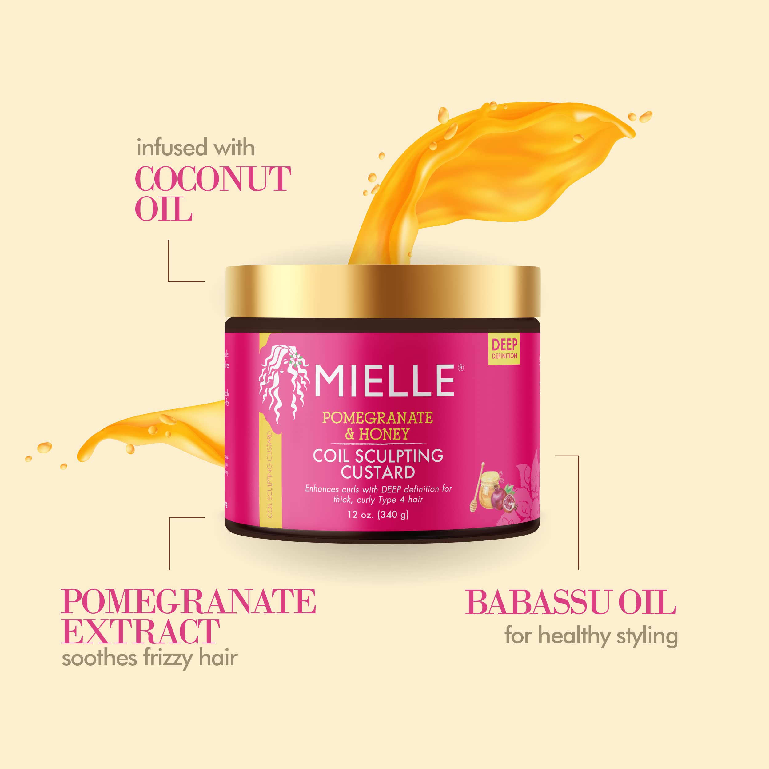 Mielle Pomegranate & Honey Coil Sculpting Custard - 340g