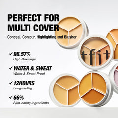 TFIT Cover Up Pro Concealer – Full Coverage, Long-Wear, Flawless Finish (Neutral, Light, Warm, Cool)