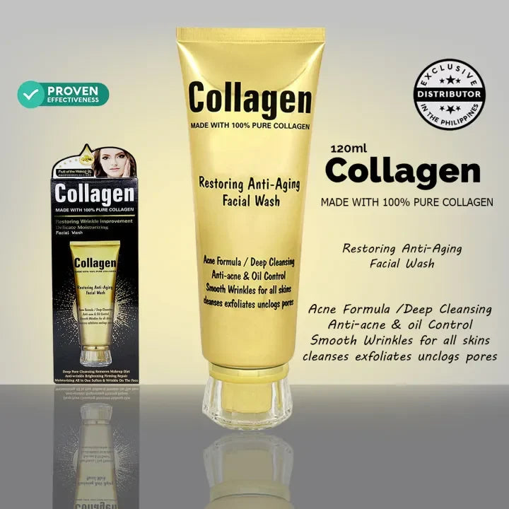 Wokali Collagen Anti-Aging & Anti-Acne Facial Wash 120ml – Deep Cleansing & Youthful Glow