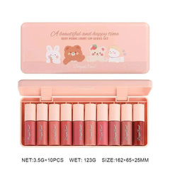 Dragon Ranee A Beautiful And Happy Time Sexy Pearl Light Lip Gloss 10Pcs Set