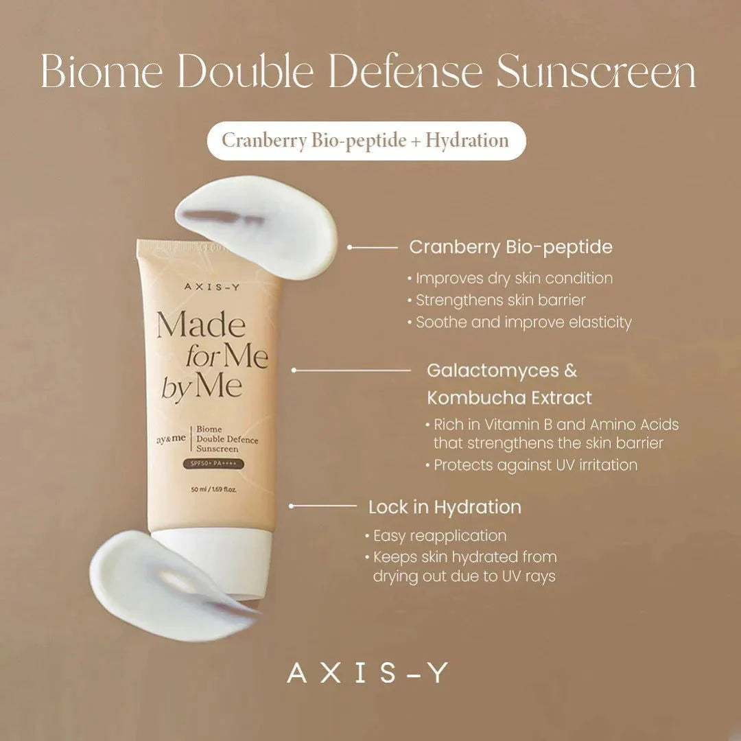Axis-Y Biome Double Defense Sunscreen 50ml | SPF 50+ PA++++ UV Protection