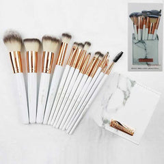 BH Cosmetics Marble Brush Set 13 Pieces Brush Set (With Stand)