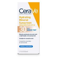 CeraVe Hydrating Mineral Sunscreen SPF 30 Face Sheer Tint