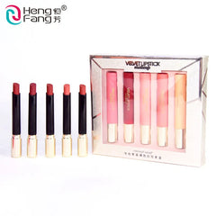 Heng Fang Pack of 5 Lipstick Soft Valvet Matte Colors