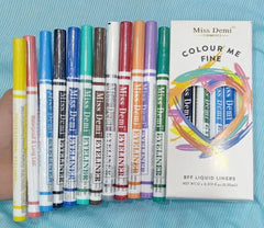 Miss Demi BFF Liquid Liners – Waterproof, Smudge-Proof & Bold Pack of 12 Colours