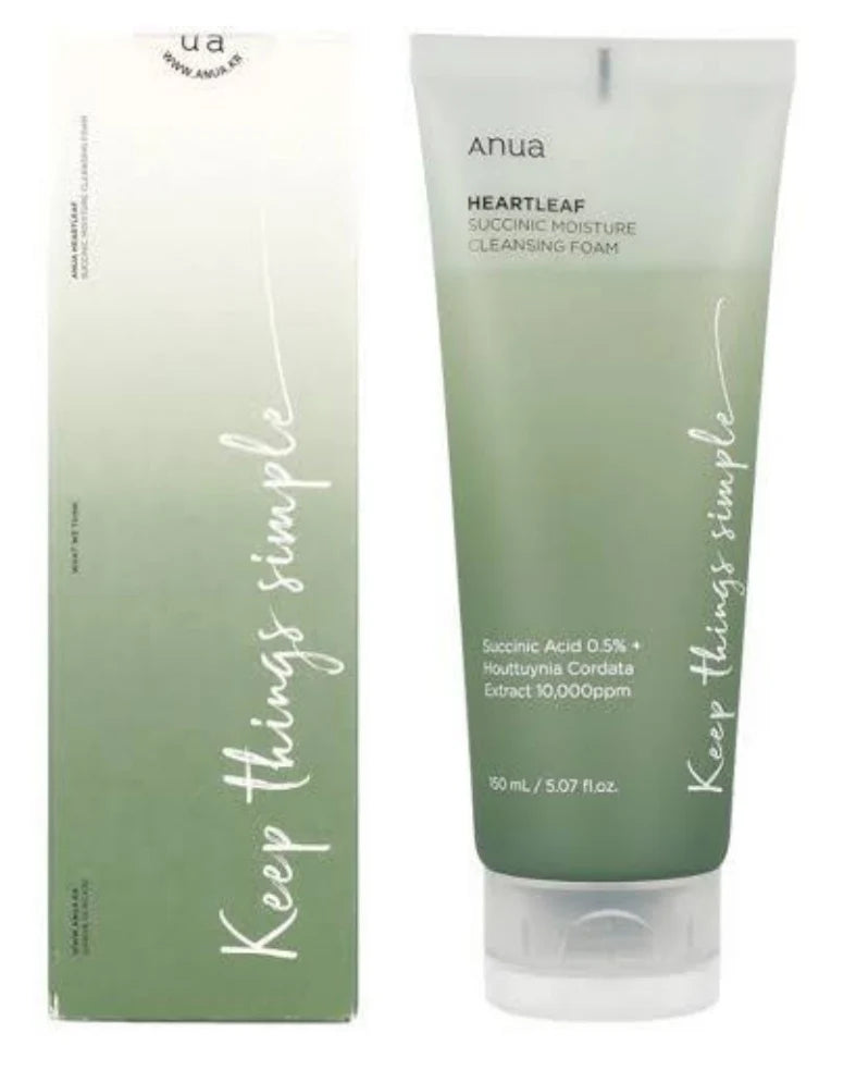 Anua Heartleaf Succinic Moisture Cleansing Foam 150ml | Gentle Hydrating Cleanser