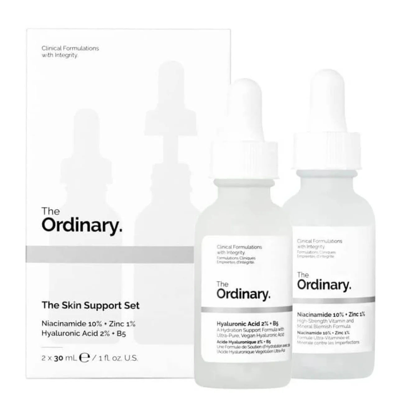 The Ordinary Skin Support Set (Hyaluronic Acid with 2% + B5-30 ML and Niacinamide 10% + Zinc 1%-30ML)