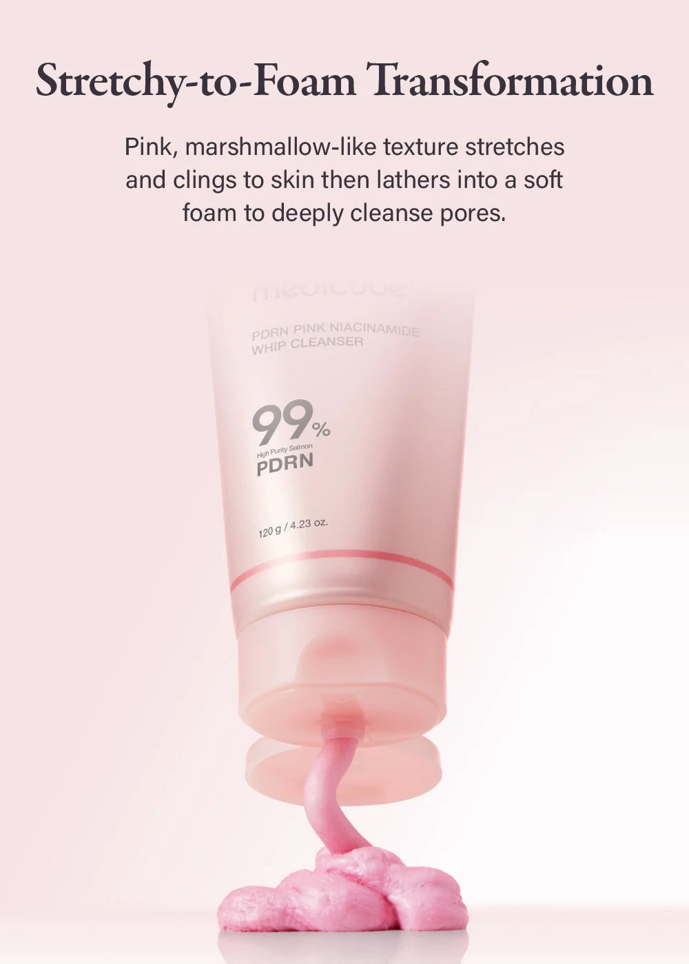 Medicube PDRN Pink Niacinamide Whip Cleanser 120g – Hydrating & Brightening Facial Cleanser