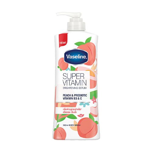 Vaseline Supervitamin Peach & Prebiotic Brightening Serum 360ml | Vitamin B3 & C Skin Glow
