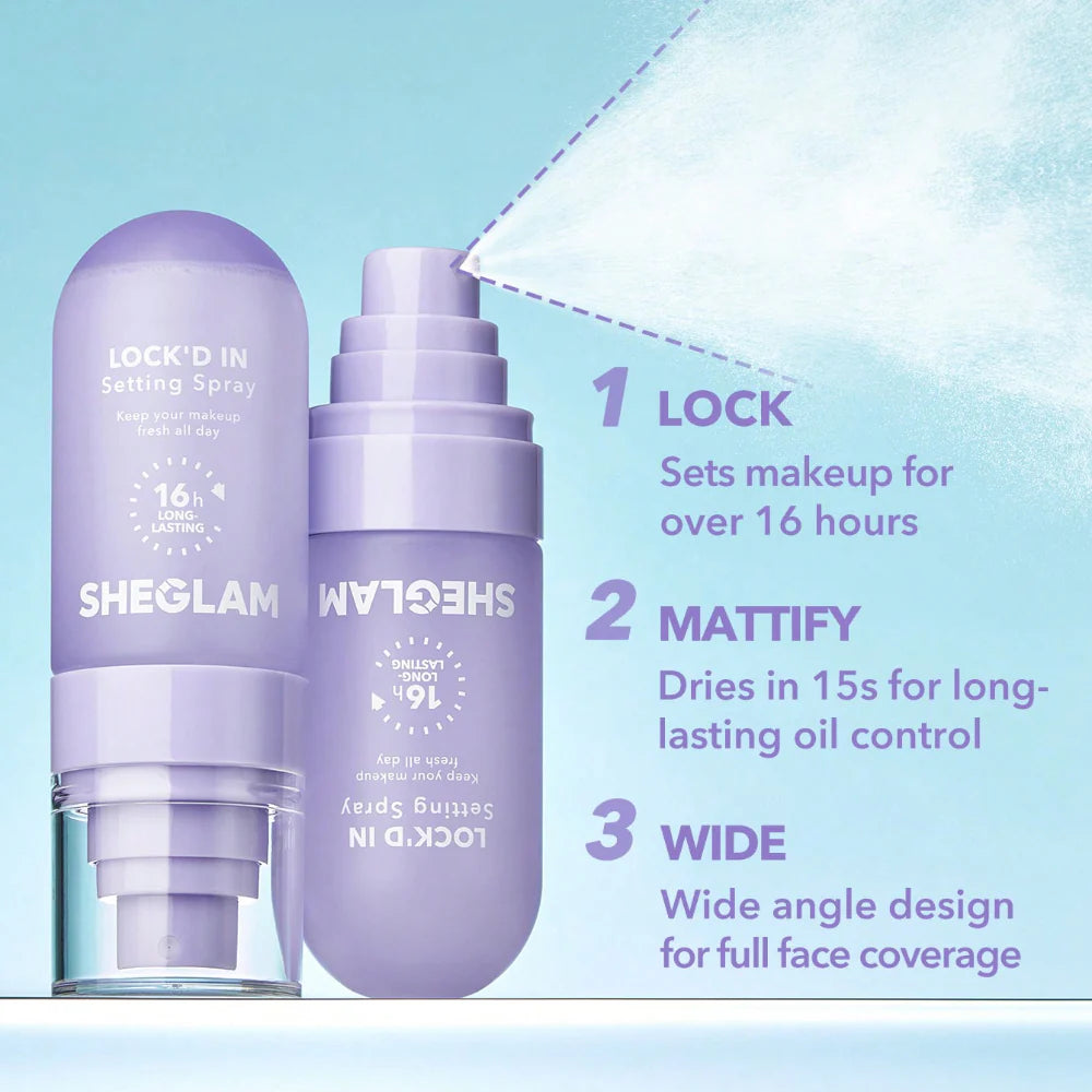 Sheglam Lock'd In Setting Spray 55ml – Long Lasting Makeup Fixing Spray