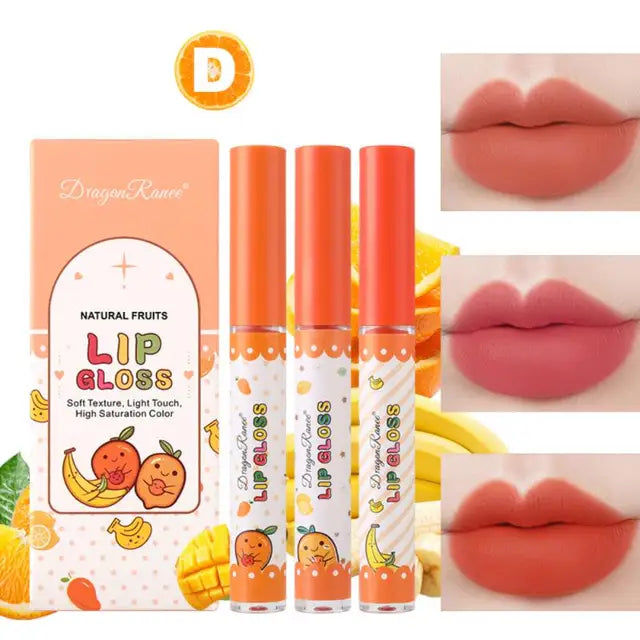 Dragon Ranee Waterproof Long Lasting Natural Fruit Lip Gloss (Set of 3)