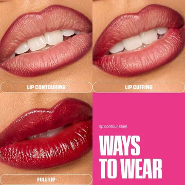 Huda Beauty Lip Contour Lip Stain Cherry Red – 12 Hour Long-Lasting Matte Color