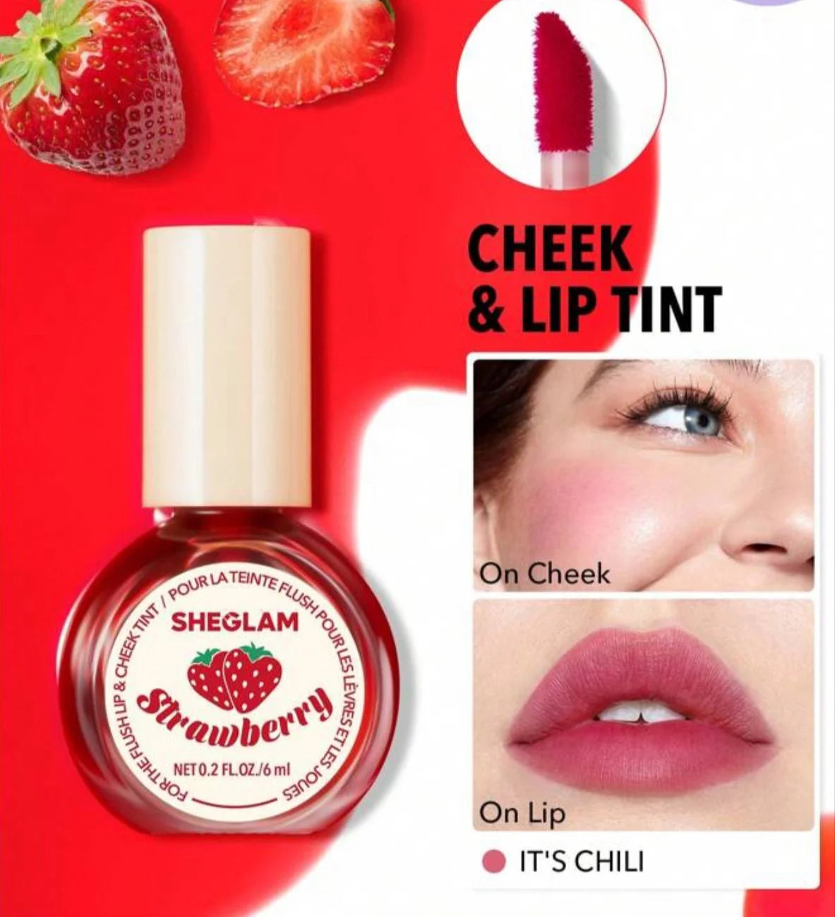 Sheglam For The Flush Lip & Cheek Tint 6ML It's Chilli (Strawberry)