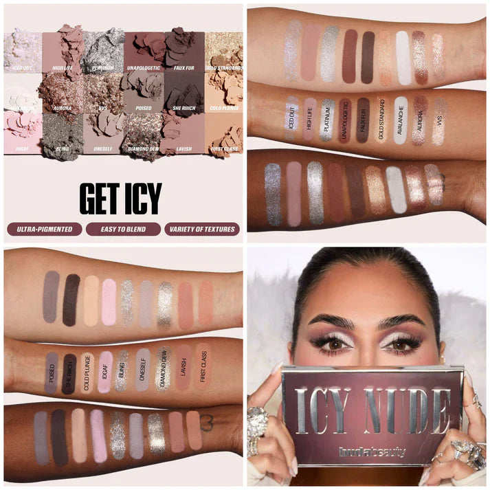 Huda Icy Nude Eyeshadow Palette – Cool Tone Nude Makeup Palette