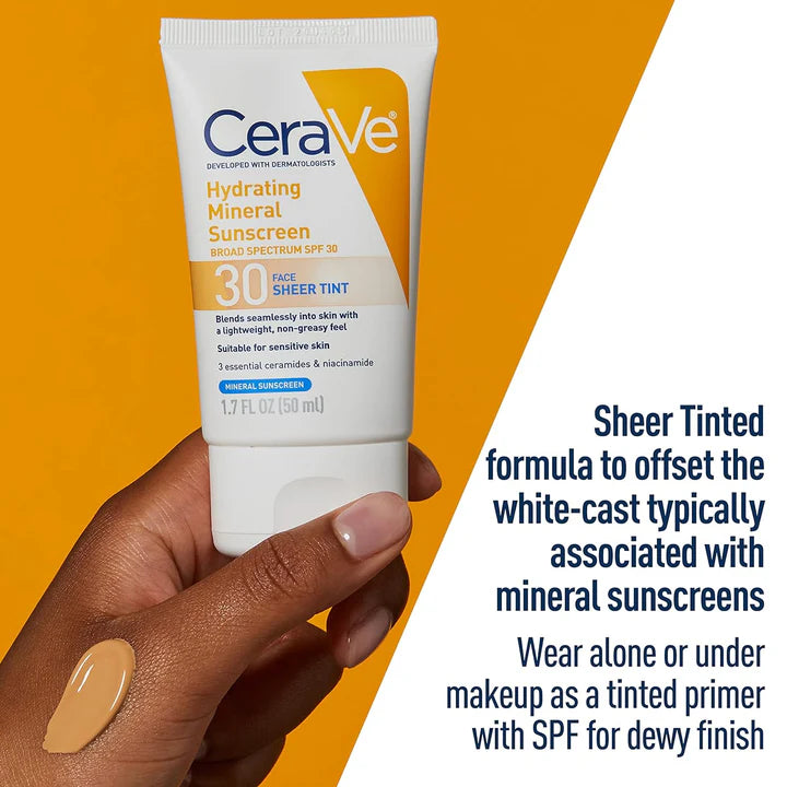 CeraVe Hydrating Mineral Sunscreen SPF 30 Face Sheer Tint