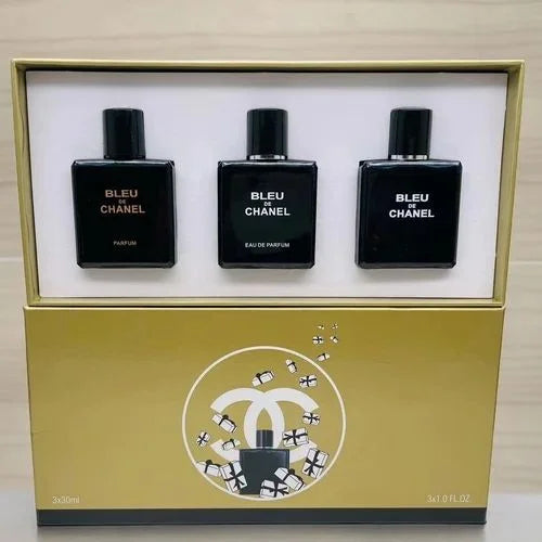 Bleu De Chanel 3 in 1 Perfume Gift Set – Premium Men’s Fragrance Collection (30mL Each)