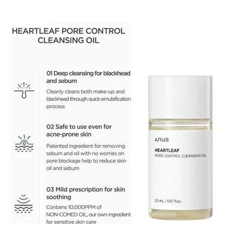 Anua Pore Control Cleansing Oil 20ml – Deep Cleansing, Pore Care & Oil Control for Clear Skin